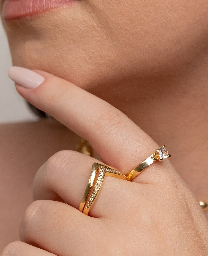 Anel Denise Cravejado - Ouro