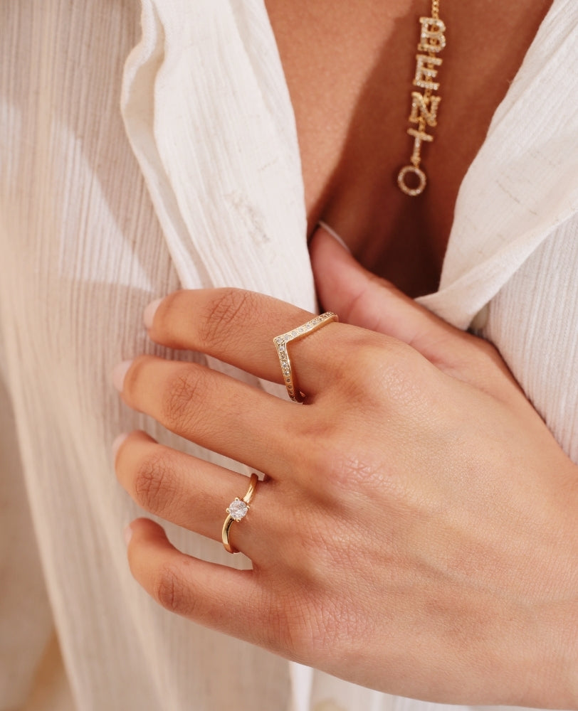 Anel Denise Cravejado - Ouro