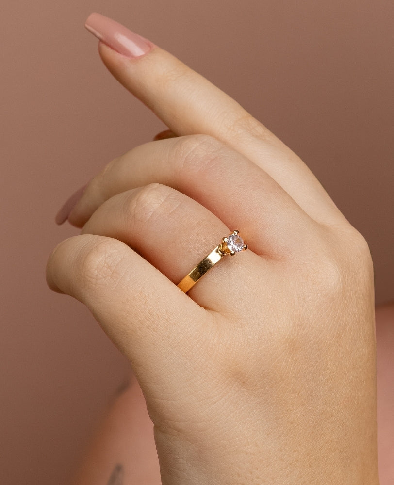 Anel Solitário Claudia Zircônia - Ouro