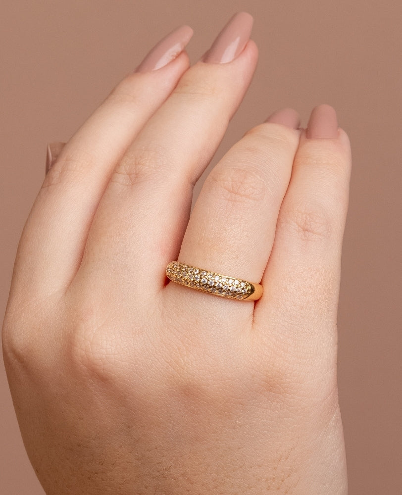 Anel Betina Aparador Cravejado - Ouro