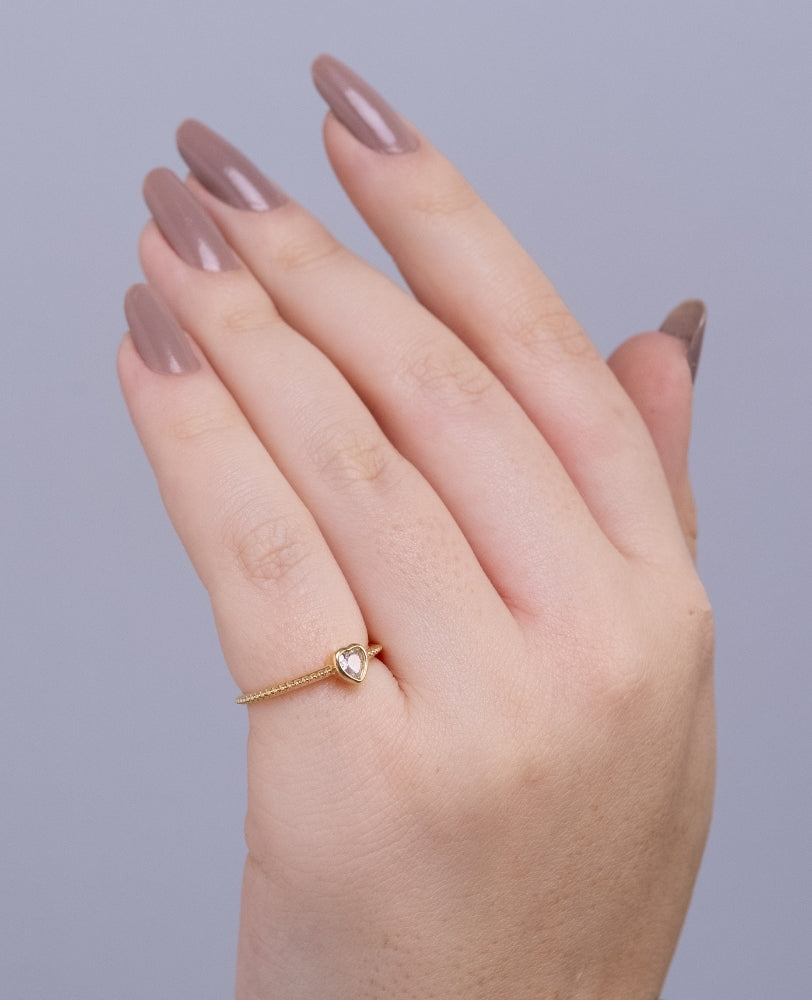 Anel Sabrina Coração Zircônia - Ouro