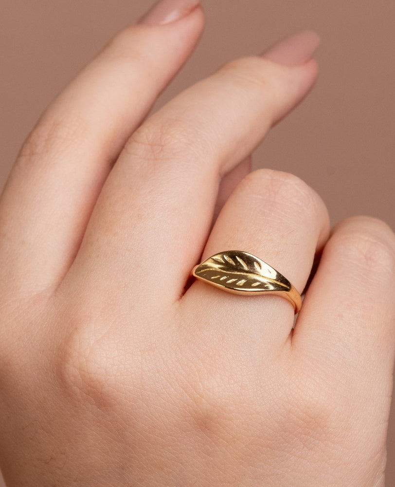 Anel Maria Folha - Ouro