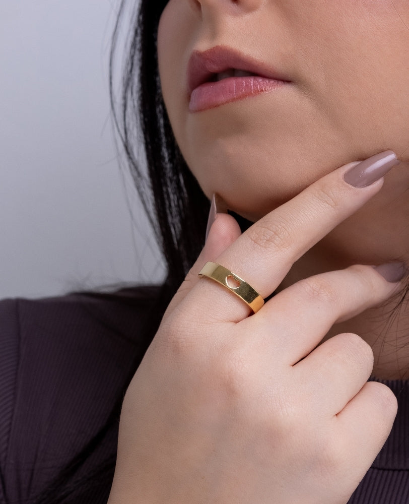 Anel Carolina Coração - Ouro