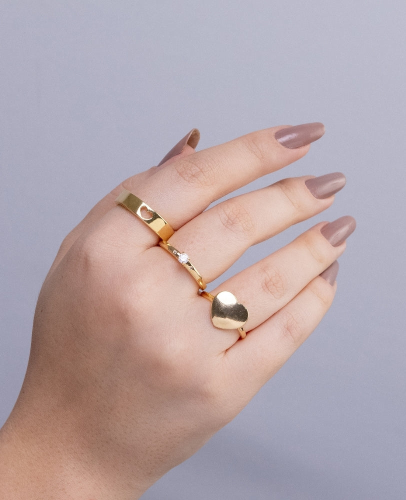 Anel Carolina Coração - Ouro