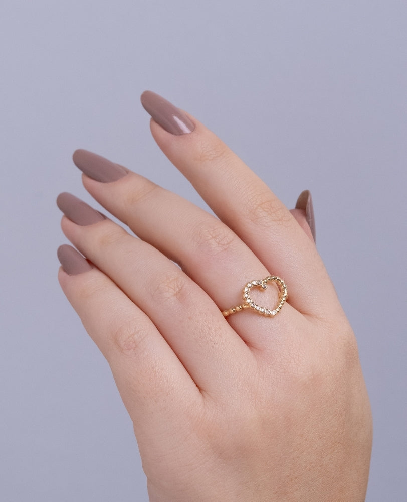 Anel Coração Jeni Zircônia - Ouro