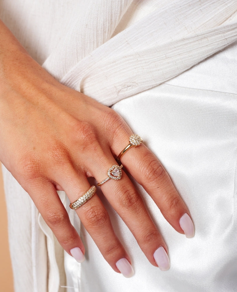 Anel Solitário Yara Coração Zircônia - Ouro