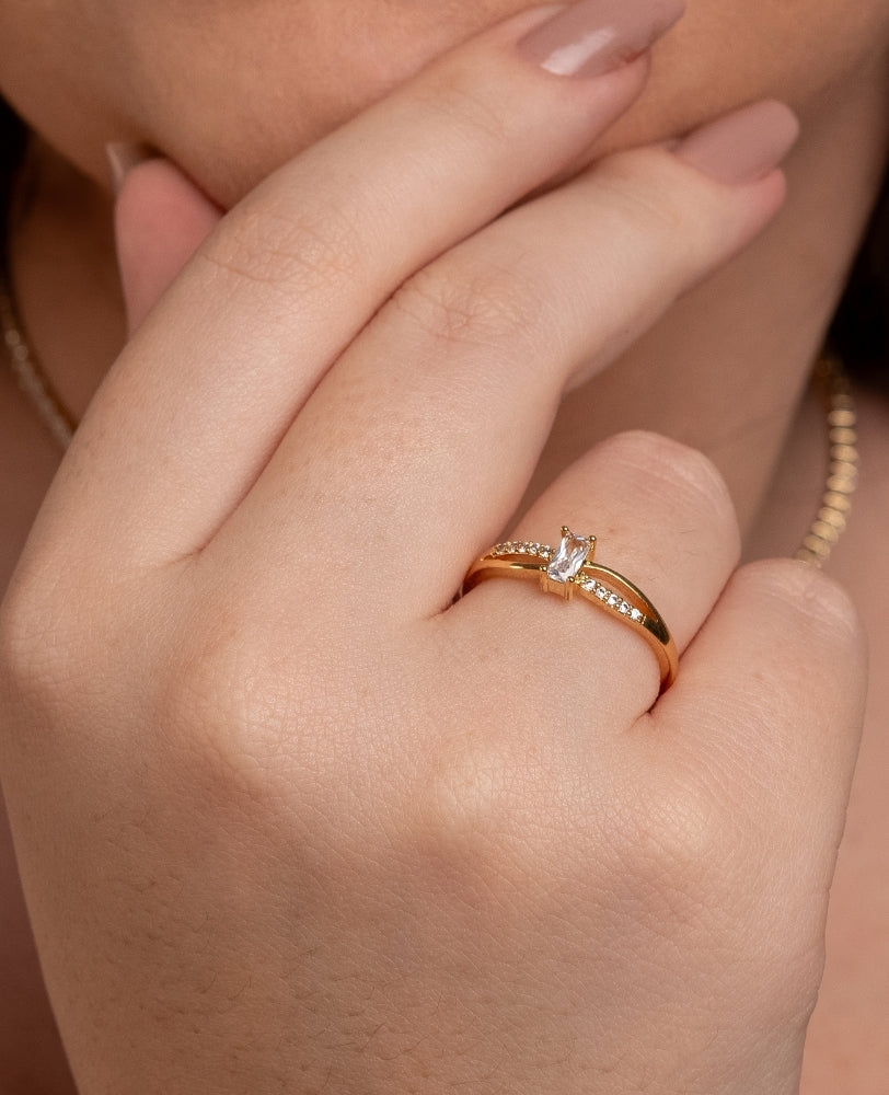 Anel Solitário Tania Zircônia - Ouro