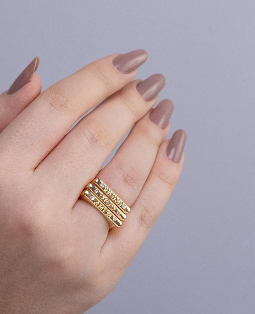 Anel Amém Zircônia - Ouro