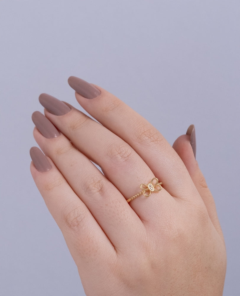Anel Minimalista Rebeca Borboleta - Ouro
