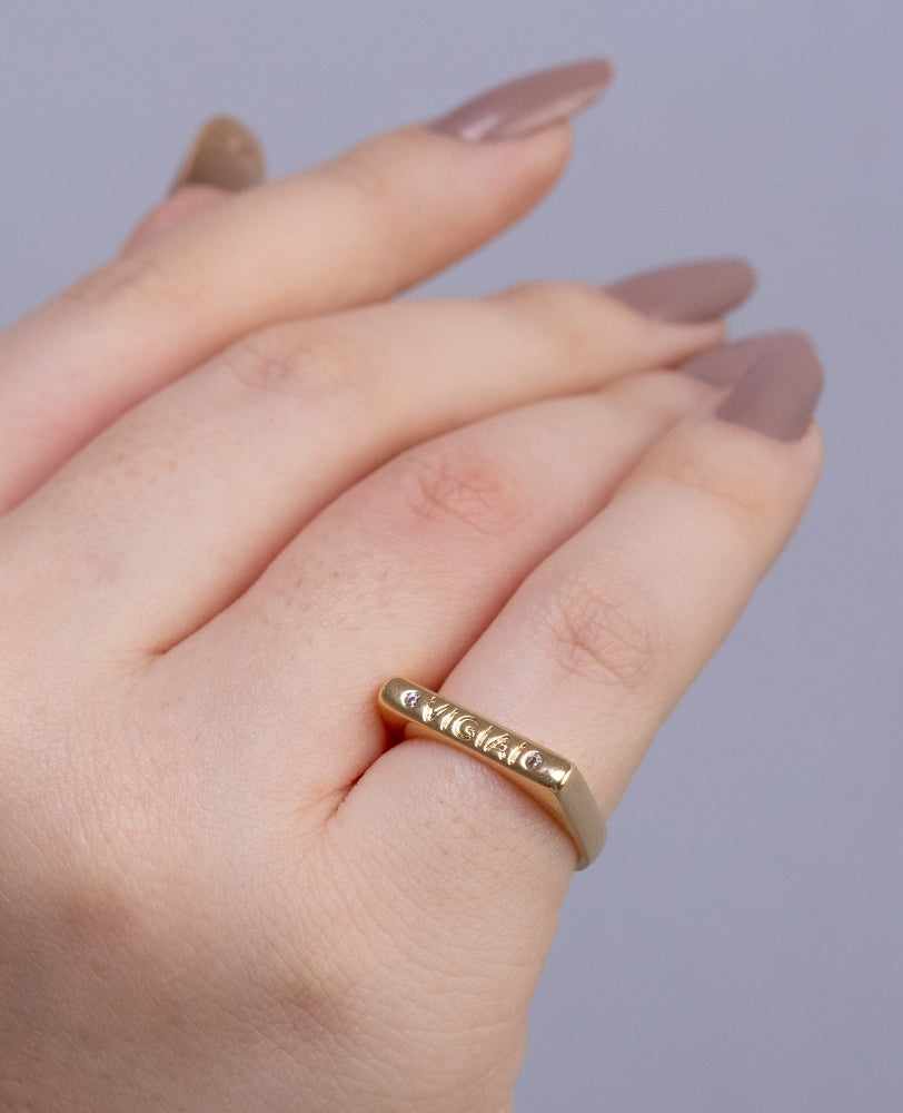 Anel Vigiai Zircônia - Ouro