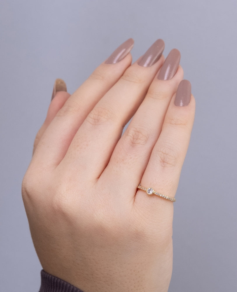 Anel Minimalista Giovana Zircônia - Ouro