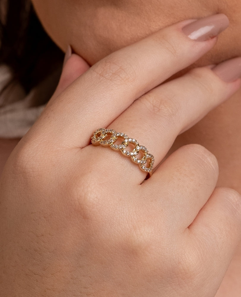 Anel Helena Elos Zircônia - Ouro