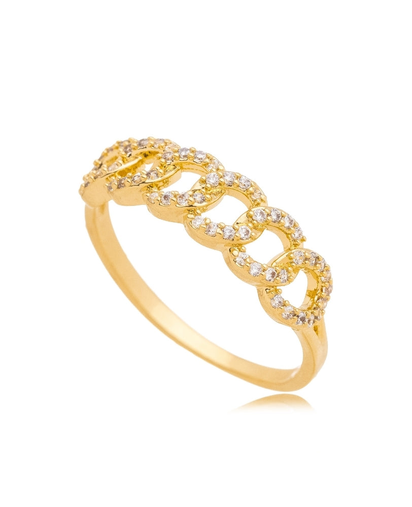Anel Helena Elos Zircônia - Ouro