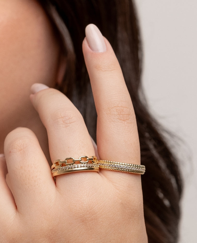 Anel Aparador Dani Zircônia - Ouro