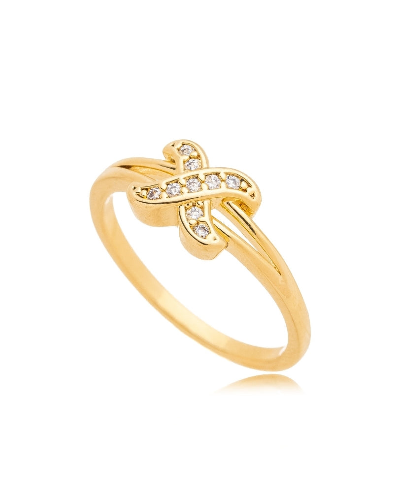 Anel Ana Minimalista Zircônia - Ouro
