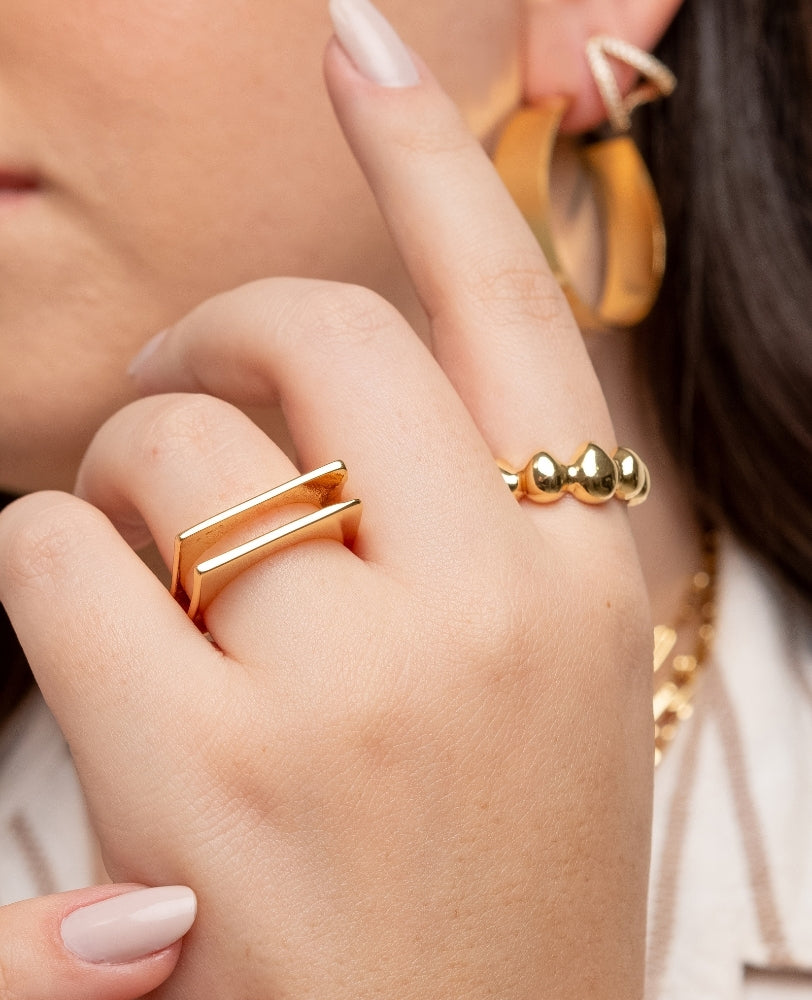 Anel Bia Fio Duplo - Ouro