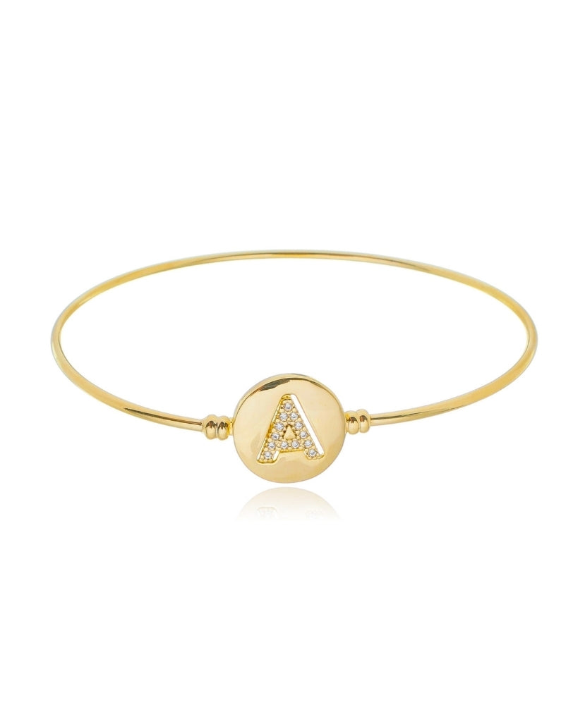 Bracelete Letra Cravejada - Ouro