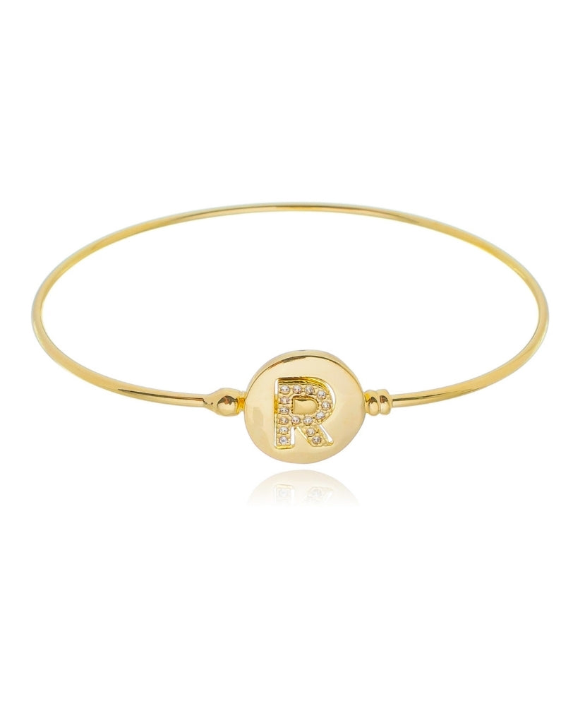 Bracelete Letra Cravejada - Ouro