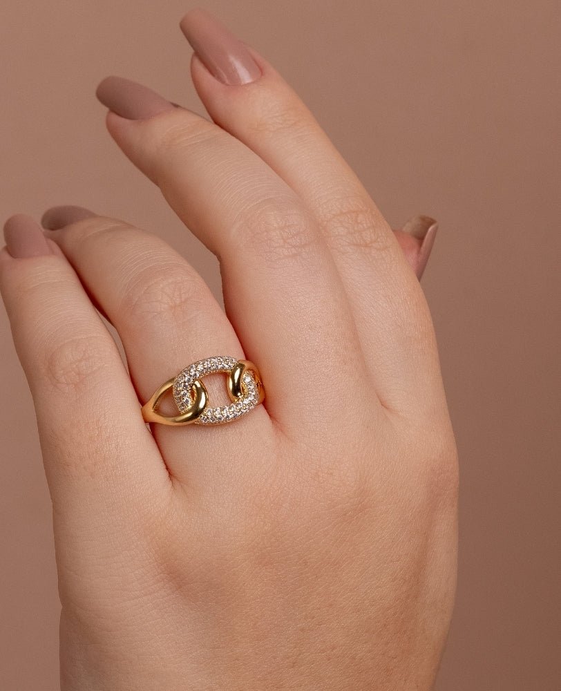 Anel Lara Elo Zircônia - Ouro