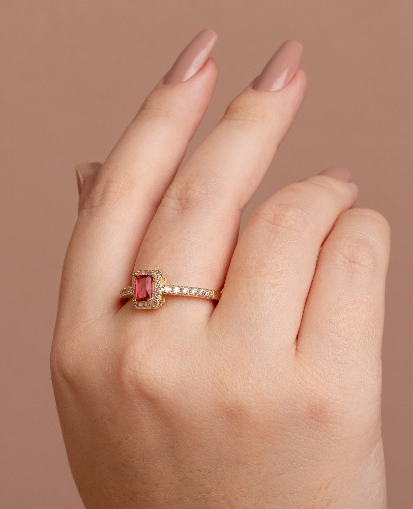 Anel Rubi Zircônia - Ouro