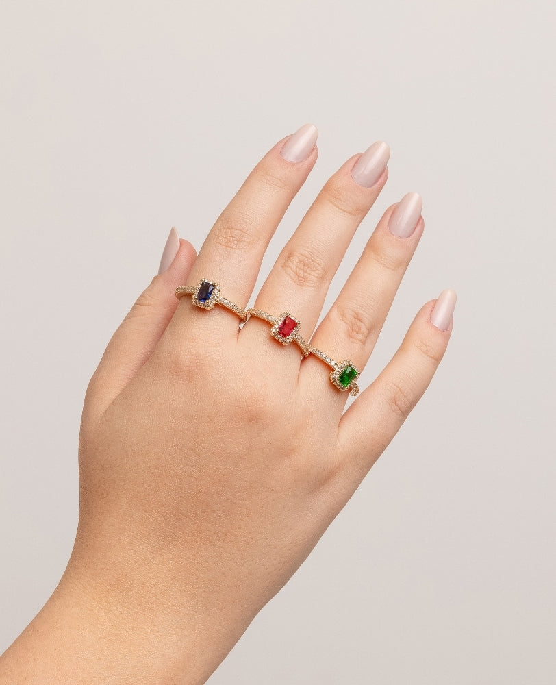 Anel Rubi Zircônia - Ouro