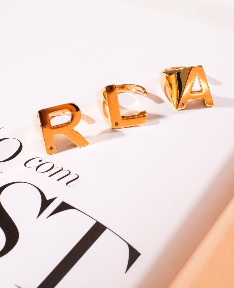 Anel de Letra Ajustável - Ouro