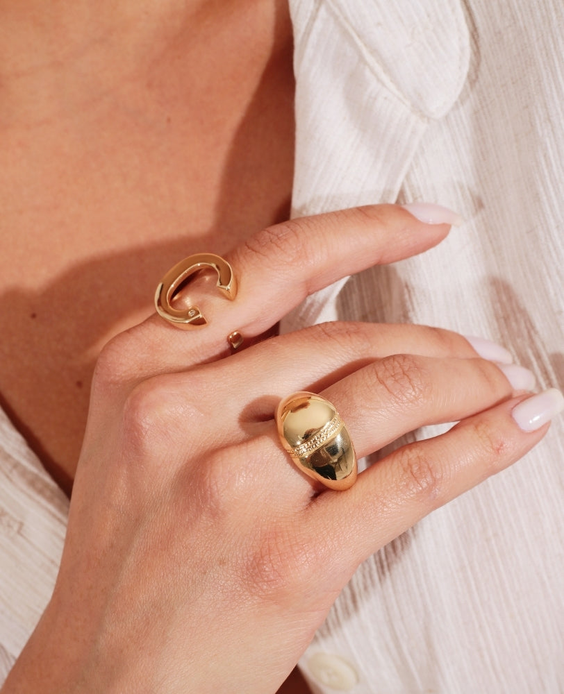 Anel de Letra Ajustável - Ouro