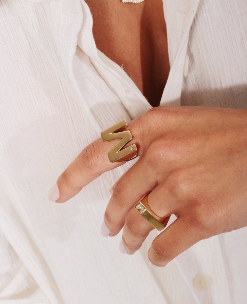 Anel de Letra Ajustável - Ouro