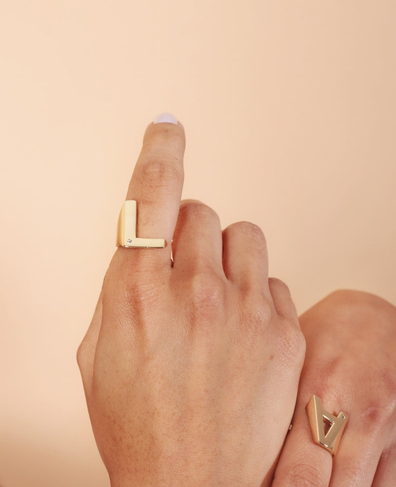 Anel de Letra Ajustável - Ouro