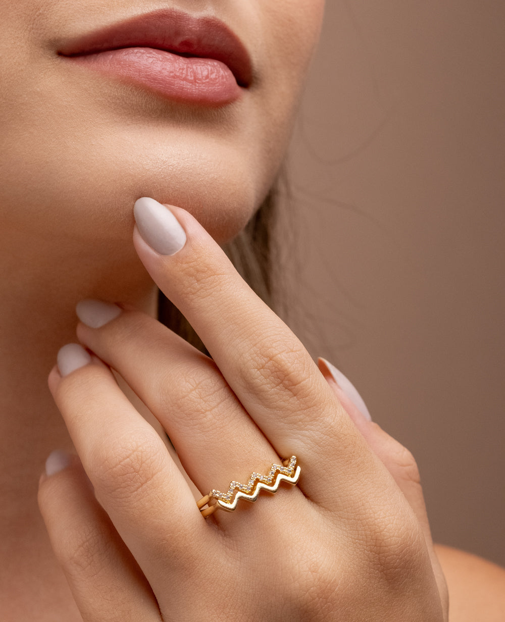 Anel Helo Cravejado - Ouro