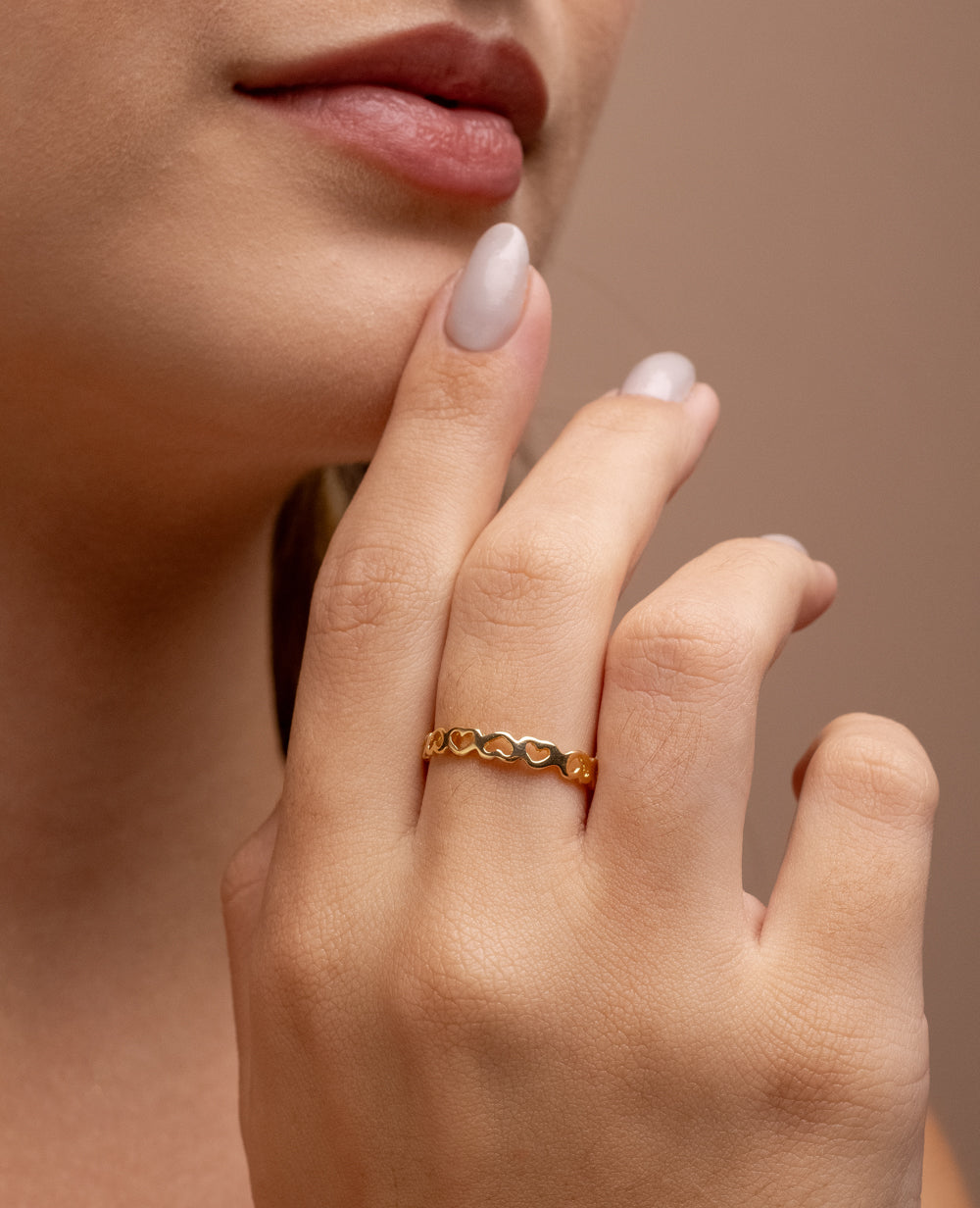 Anel Coração Fatima - Ouro